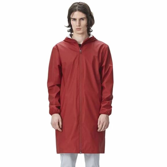 Rains Base Jacket Unisex‎ Red Full Zip Hooded Long Sleeve Waterproof XS/S - Picture 1 of 13